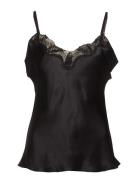 Pure Silk - Camisole W.lace Top Black Lady Avenue