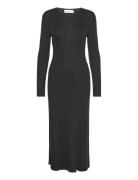 Slflura Lurex Ls Knit Dress Maxiklänning Festklänning Black Selected F...