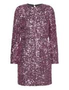 Slfcolyn Ls Short Sequins Dress B Kort Klänning Pink Selected Femme