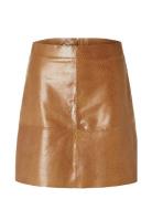 Slfsana Hw Mini Leather Skirt Kort Kjol Brown Selected Femme