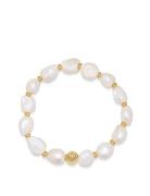 Wristband With Baroque Pearl And Gold Armband Smycken White Nialaya