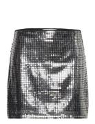 Sequin Miniskirt Kort Kjol Silver Mango