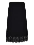 Lace Midi Skirt Knälång Kjol Black Tommy Hilfiger