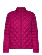 Diamond-Quilted Puffer Coat Fodrad Jacka Pink Lauren Ralph Lauren