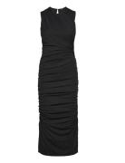 Onlnew Fox S/L Ruching Long Dress Jrs Knälång Klänning Black ONLY