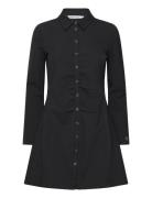 Long Sleeve Fitted Shirt Dress Knälång Klänning Black Calvin Klein Jea...