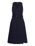 Knit Jcqrd Hrngbne-Dress Knälång Klänning Navy Lauren Ralph Lauren