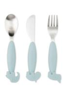 D By Deer Easy-Grip Cutlery Set Deer Friends Blå