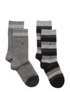 Th Kids Basic Stripe Sock 2P Sockor Strumpor Grey Tommy Hilfiger