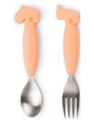 D By Deer Easy-Grip Spoon And Fork Set Deer Friends  Orange