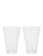 Yuka Groove Glass - Pack Of 2 Home Tableware Glass Drinking Glass Nude...