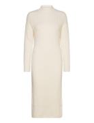 Knitted Turtleneck Dress Knälång Klänning White Gina Tricot