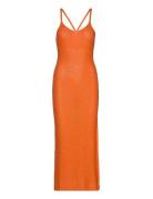 Knitted Dress With Sequin Detail Knälång Klänning Orange Mango