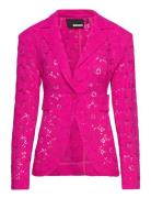 Lace Figure Fitted Blazer Blazers Single Breasted Blazers Pink ROTATE ...