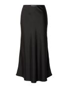 Slflena Hw Midi Skirt Noos Knälång Kjol Black Selected Femme