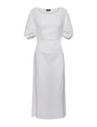Pcbabara Ss Long Cut Out Dress Bc Sww Knälång Klänning White Pieces