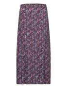 Printed Skirt With Slit Lång Kjol Purple Mango