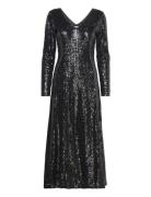 Slfalaia Ls Midi Sequins Dress B Knälång Klänning Black Selected Femme