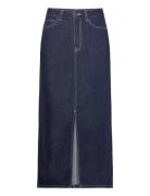 Objlea Mw Denim Long Skirt 129 Lång Kjol Blue Object
