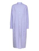 Soya Poplin Stripe Dress Knälång Klänning Blue Wood Wood