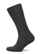 AN IVY Charcoal Ribbed Socks Svart