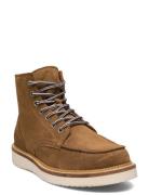 Slhteo New Suede Moc-Toe Boot B Snörade Stövlar Brown Selected Homme