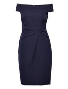 Crepe Off-The-Shoulder Dress Kort Klänning Navy Lauren Ralph Lauren