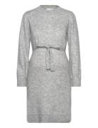 Mlnewanne L/S Abk Knit Dress A. Noos Knälång Klänning Grey Mamalicious