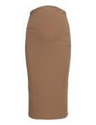 Skirt Mom Linda Rib Knälång Kjol Brown Lindex