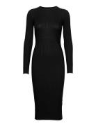 Karlina O-Neck Ls Dress Knälång Klänning Black NORR