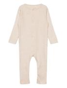 Fixoni Romper Ls Rib Beige