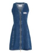 Zip Through Sleeveless Dress Kort Klänning Blue Calvin Klein Jeans