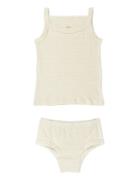 Copenhagen Colors Strap Top And Underpants Striped Beige