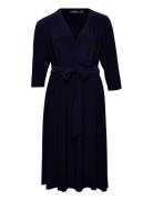 Surplice Jersey Dress Knälång Klänning Navy Lauren Women