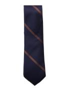 AN IVY Navy Brown League Silk Tie Marinblå