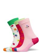 3-Pack Flower Socks Gift Set Lingerie Socks Regular Socks Pink Happy S...