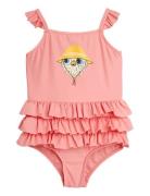 Mini Rodini Owl Sp Frill Swimsuit Rosa