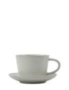 House Doctor Cup W. Saucer, Pion, Grey/White Grå