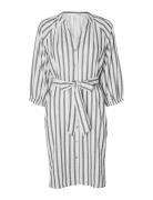 Slfalberta 3/4 Stripe Short Dress Noos Knälång Klänning White Selected...