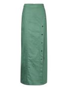 Washed Twill Long Skirt Lång Kjol Green Cannari Concept