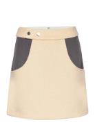 Mini Skirt With Snaps Kort Kjol Beige Cannari Concept