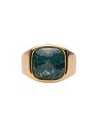 Ix Cushion Signet Ring Green Marble Ring Smycken Gold IX Studios