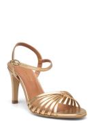 264-Dorota Cuir Metallise Sandal Med Klack Gold Jonak Paris