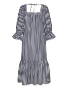 Striped Midi Dress Knälång Klänning Blue Stella Nova