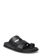 Harllow Black Leather Sandals Platta Sandaler Black ALOHAS