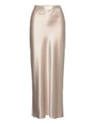 Ahlvar Gallery Hana Long Logo Satin Skirt Kräm