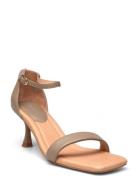 Leah Ankle Strap Sandal Med Klack Beige Shoe The Bear