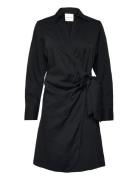 Slim Wrap Shirt Dress Knälång Klänning Black GANT