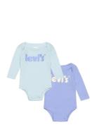 Levi's Levi's® Poster Logo Long Sleeve Bodysuit 2-Pack Blå