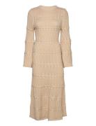 Elinne Cable Knitted Maxi Dress Maxiklänning Festklänning Beige Malina